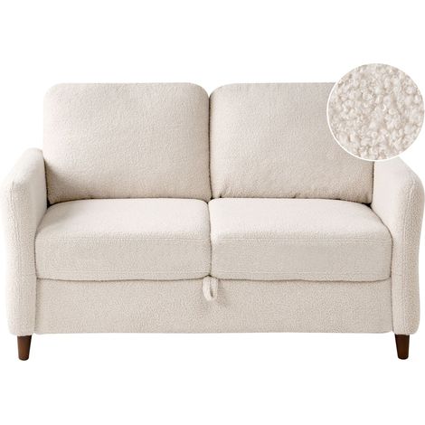 2 Seater Sofa Beige Boucle Upholstery Loveseat with Storage Thickly Padded Modern Style Living Room Furniture MARE (1/5)