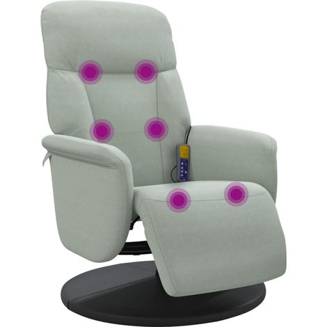 Poltrona Reclinante Massaggi Poltrona Relaxo Poggiapiedi Grigio Chiaro Velluto (1/4)