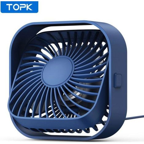 TOPK-Mini ventilateur électrique portable USB,table de ventilateur personnel,chambre debout Gérfor,vent à 3 vitesses- Blue[B39181]