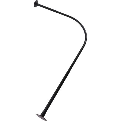 Tringle À Rideau De Douche Incurvée - Acier Inoxydable - Angle Extensible - Noir - 1 Pièce (1/5)