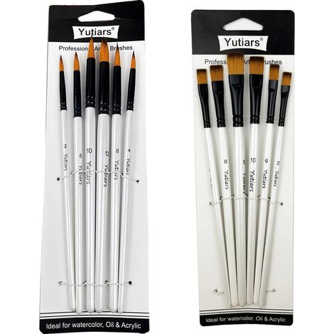 Ensemble de Pinceaux de Peinture, Cheveux en Nylon Durables, Poignées en Bois, F-R (1/2)