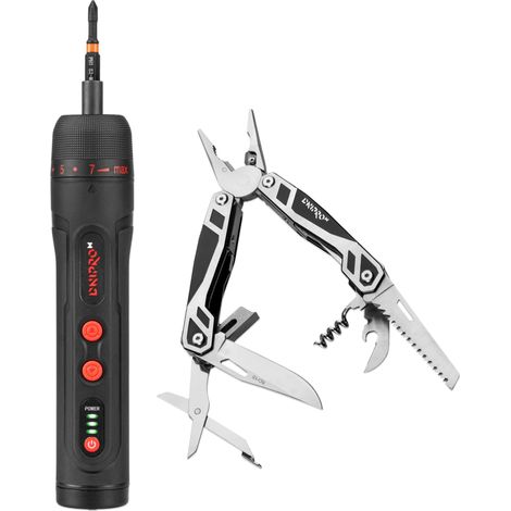 Dnipro-M Destornillador 3.6V 4,5 Nm + Multiherramienta 17 en 1 Acero Inoxidable, USB-C, Luz LED, Kit Herramientas Hogar y Bricolaje. CSD-40X (1/5)