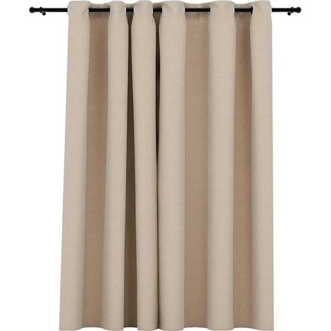 Tenda Oscurante Effetto Lino con Occhielli Beige 290x245 cm DAS819049 (1/5)