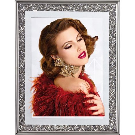 Cadre photo argenté et noir glamour 23,5 x 18,5 x 2-12 argent (1/5)