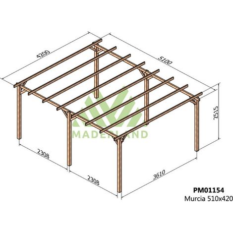 Pérgola de Madera Maciza Murcia (Maderland) - Gardeneas - 510 x 420 cm (1/3)