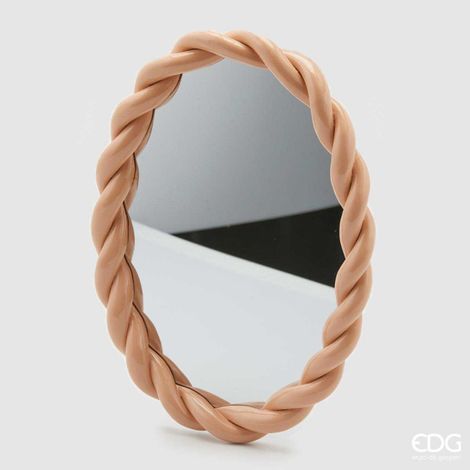 EDG Enzo De Gasperi Specchio Torchon Ovale 26 x 35 Cm Pink