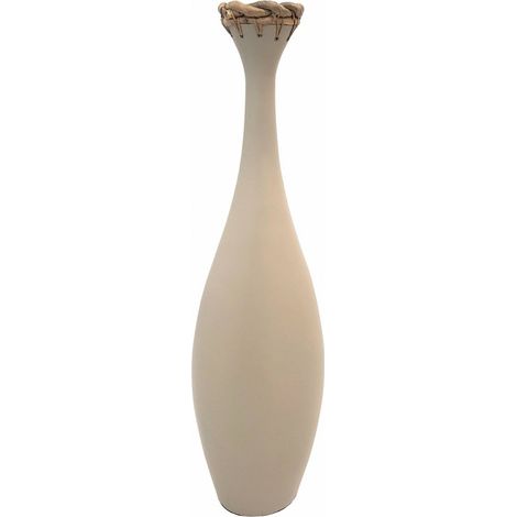 vase bambou naturel avec tressage jacinthe deau déco élégante - beige naturel et bois clair (1/3)