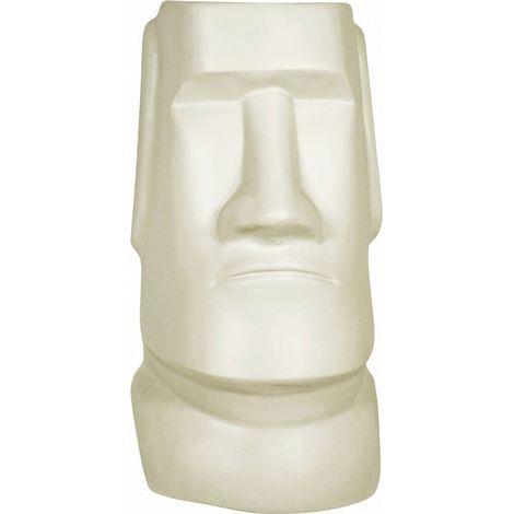 Vase décoratif moai beige en terracota style ethnique - beige sable doux (1/3)