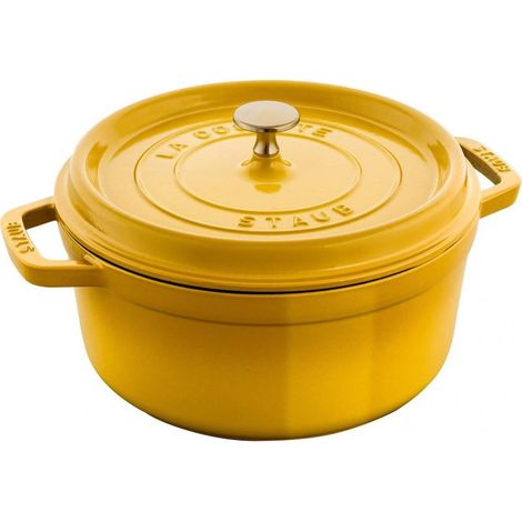 Cocotte en fonte émaillée - 24 cm (rond) - 3,7 L - Jaune - Couvercle à picots