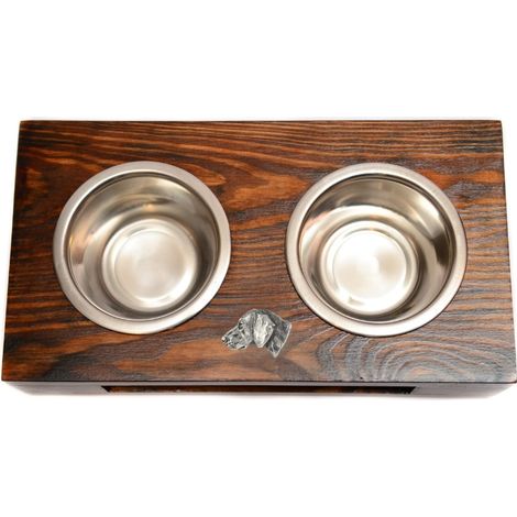 Weimaraner - supporto in legno con ciotole per cani, ciotole in acciaio per cani, regalo per l'adozione di un cane di Art-Dog (1/5)