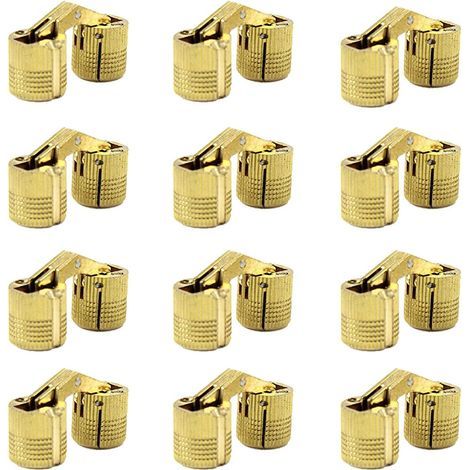 Bisagras cilíndricas de latón de 12x10 mm, bisagras ocultas para muebles de armario, ángulo de apertura oculto de 180 grados. (1/5)