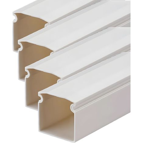 8 Metri Canaline Passacavi In PVC Con Biadesivo e Coperchio 10X10mm Bianco - 4 Pezzi da 2 Metri