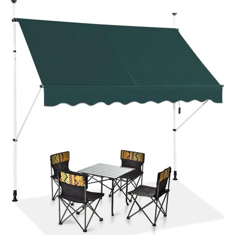 COSTWAY Tenda da Sole per Esterno, Tenda da Sole a Morsetto per Balcone con Struttura Telescopica e Tessuto Resistene ai Raggi Solari, Regolabile in Altezza e in Angolazione (250 cm,Verde) (1/5)