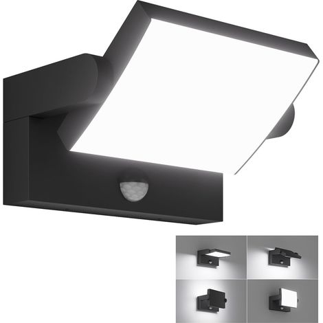 24W Applique Exterieur avec Détecteur Mouvement 6000K, Noir (1/5)
