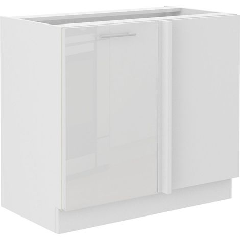 Lara Eckunterschrank 105 cm Weiß Hochglanz Küchenzeile Küchenblock Küche (1/5)