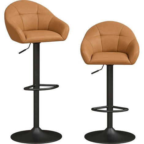 Bar Stools, Set of 2, 49.5 x 48.5 x 108 cm, Brown (1/5)