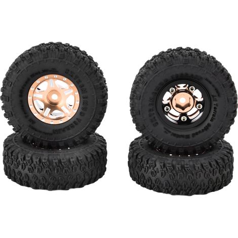 x 1-Zoll-Gummireifen mit Aluminiumfelgen für Axial SCX24 90081 AXI00001 AXI00002 Crawler im Maßstab 1:24 – Erdgelb (1/5)