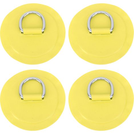 Patch Ronde en PVC Léger avec Anneau en D pour Bateau Gonflable, Planche de Surf ou Paddle, 4 Pièces Jaune