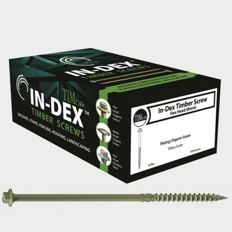 TIMco 6.7 x 100 In-Dex Hex Head Green Timber Framing Screws Qty 50 (1/5)