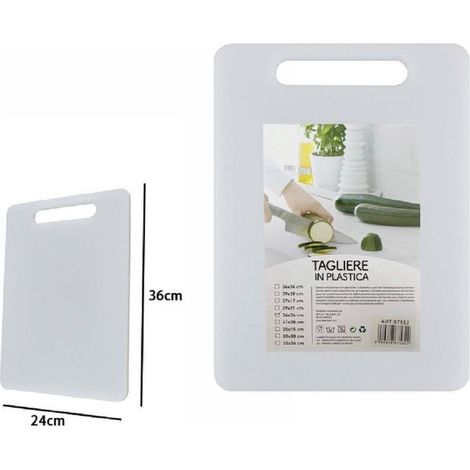 TrAdE Shop Traesio - Tagliere In Plastica Con Manico 36 X 24 Cm Tagliare Verdure Frutta Cucina 67582 - (1/2)