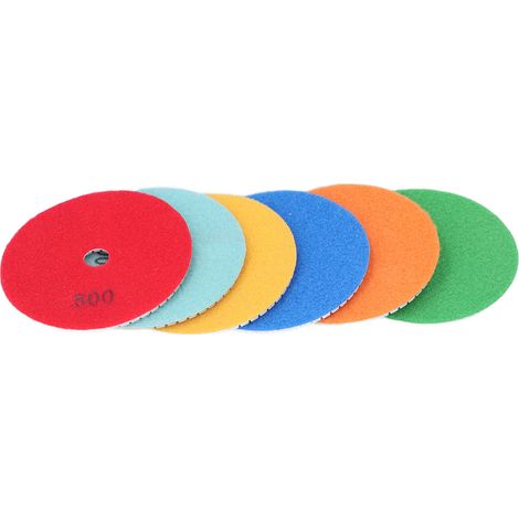 6 disques polissage diamant résine 125mm abrasif anti-usure silence dissipation thermique multi-couleurs marbre granit céramique (1/5)