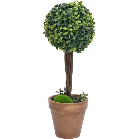 Maison Exclusive - Piante di Bosso Artificiale 2 pz a Sfera con Vaso Verde 33 cm (1/5)
