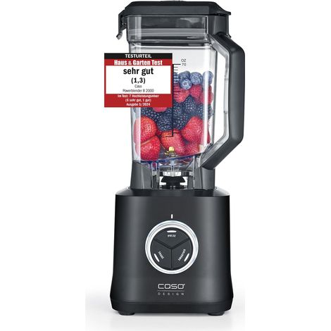 CASO Power Blender B 2000 - Frullatore a tazza professionale, 30.000 giri/min, 2000 W, Tritan infrangibile (2 l), senza BPA, funzione pulse, frullato, sistema a 8 lame con (1/5)