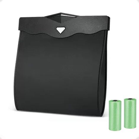 Suspendre poubelle voiture interieur, Poubelle de voiture avec ouverture magnétique à accès rapide, Cuir PU imperméable, accessoire voiture pour siège arrière de voiture (Noir(L) (1/5)