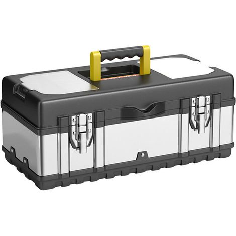Caja de herramientas multifuncional para el hogar, grande, mediana y pequeña, portátil, para electricistas, reparación de automóviles, caja de almacenamiento Black Knight de 17". (1/5)