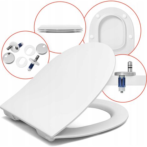 Geberit  Abattant WC Duroplast - Blanc - Antibactérien - Design Slim - Système Frein de Chute