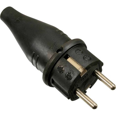 AS Schwabe 60412 Spina di sicurezza Gomma piena 230 V Nero IP44
