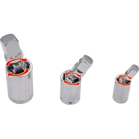 Adaptateur de douille en acier au chrome vanadium avec joint pour utilisation à cliquet, convient aux tailles d'entraînement 1/2", 3/8" et 1/4" (6,35 mm) (1/5)