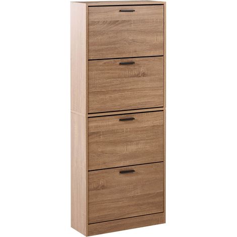 Armadietto porta scarpe 4 scomparti in truciolato stile classico marrone chiaro Bowral (1/5)