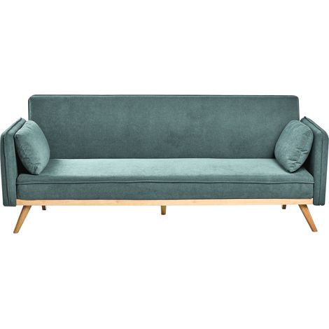 Sofá cama de tela mecanismo clic-clac para dormir minimalista verde claro Asaa (1/5)
