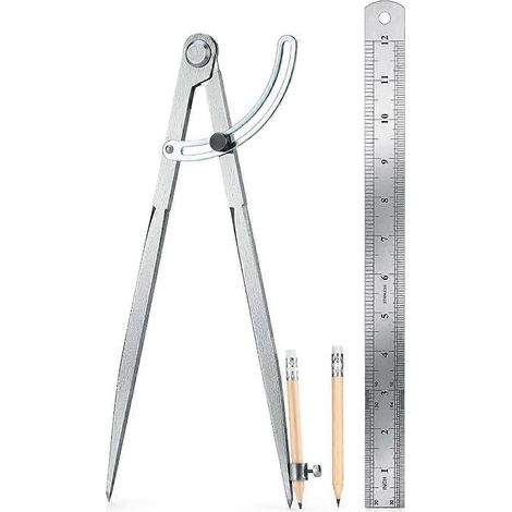 Compas de géométrie pour le travail du bois - Compas de dessin professionnel à verrouillage avec porte-crayon 200 mm (1/5)