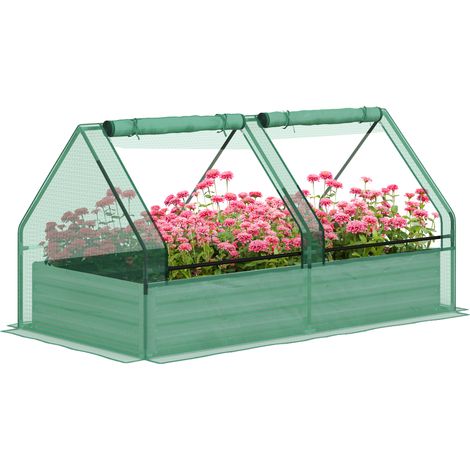 Outsunny Raised Garden Bed Planter Box with Greenhouse (1/5)