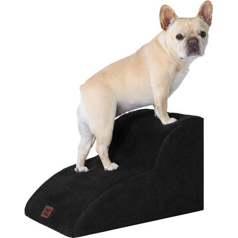 Hunderampe mit 2 Stufen, hochdichtem Schaumstoff, rutschfester Oberfläche, waschbarem Bezug für Sofa oder Bett, Schwarz (1/5)
