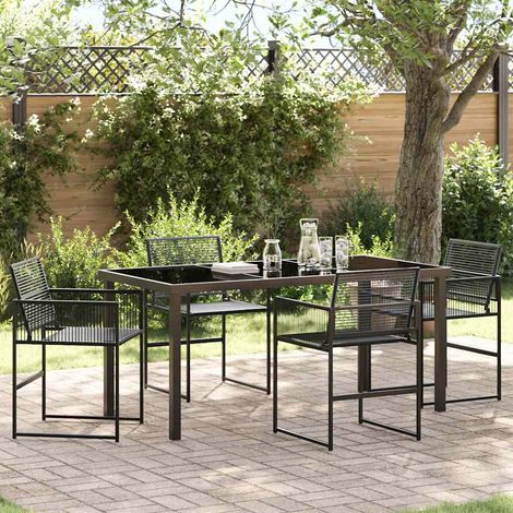 Garten Essgruppe 5 pcs Schwarz Pulverbeschichteter Stahl