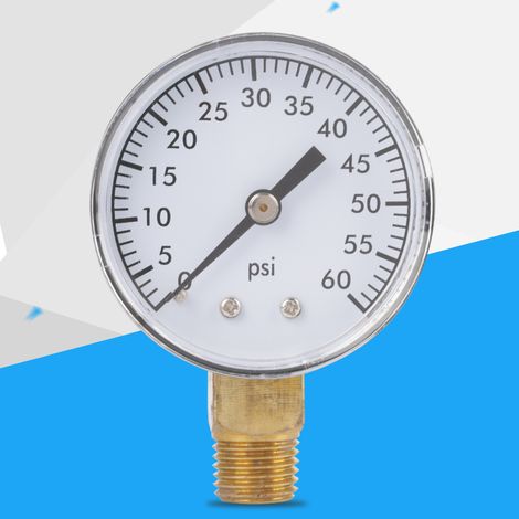 Manomètre 0-60 psi pour eau, air et huile, à cadran, embase NPT 1/4". (1/5)