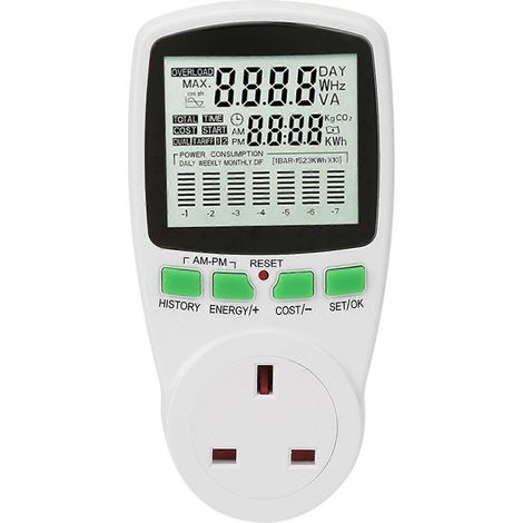 Energiemonitor 0,000 kWh–9999 kWh, Stromzählerstecker 0–16 A, Stromverbrauchsüberwachung