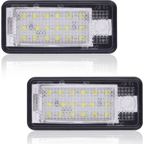 Ampoules LED plaque d'immatriculation 12V 18 SMD 6000K – CanBus sans erreur – Lumière xénon blanc – Pour A/udi A3 A4 A6 Q7 RS4 RS6 - 18SMD (1/5)