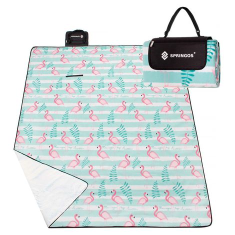 SPRINGOS Manta de picnic 200 x 200 cm Flamencos, Manta de exterior Funda de coche Toalla de playa Alfombra de asiento.