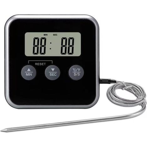 Thermomètre numérique - Thermomètre - Thermomètre de cuisine numérique - Thermomètre alimentaire - Thermomètre de four - Thermomètre à viande - Noir - ABS/Acier inoxydable Noir (1/5)