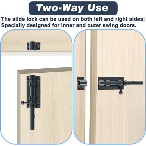 Chiusura per cancello，chiavistelli per porte，serratura per porta，nero，con chiavistello scorrevole，acciaio inox，160 x 40 mm (1/3)