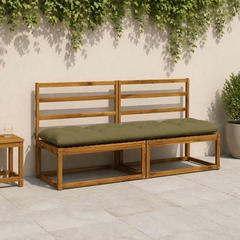 vidaXL Cojín de banco VIANEN 100% Poliéster Verde oliva (1/3)