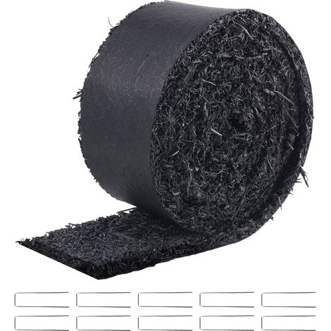 Recycelter Gummimulch für die Gartengestaltung, Gartenmatte 120 x 4,5 Zoll, natürlich wirkende schwarze Beetumrandung, langlebige Trennung für Pflanzen, Gemüse und Blumen (1/5)