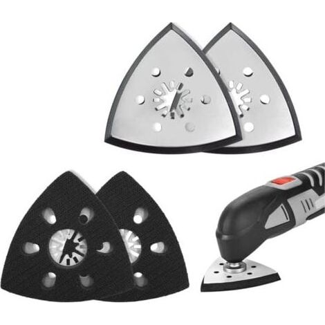 Lot de 4 patins triangulaires 93mm pour ponceuse – Accessoire compatible Parkside – Pour ponçage bois, métal et plastique