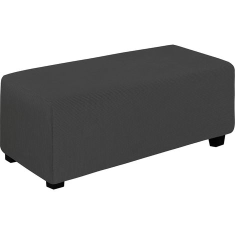 Housse de Pouf Extensible et Pliable pour Tabouret de Rangement – Housse de Protection rectangulaire Souple avec Fond élastique (ottomane XL, Gris foncé) (1/5)