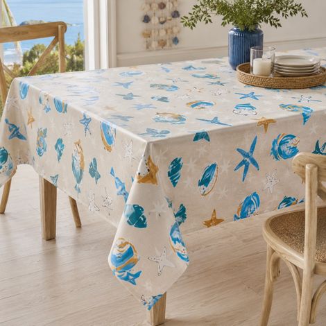 Nappe de plage LIMA Fantasy en toile PVC cirée antidérapante, lavable, fabriquée en Italie Cm.140x300 x18 personnes (1/5)