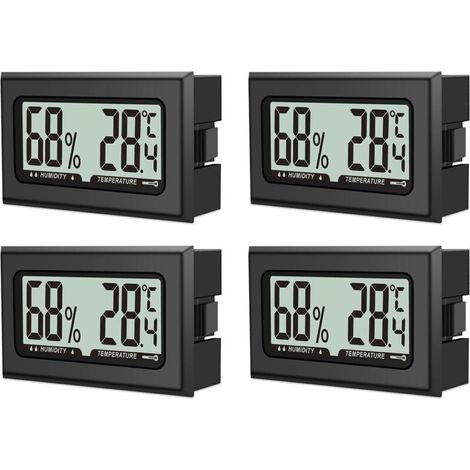 Lot de 4 thermomètres hygromètres numériques avec écran LCD pour intérieur, bureau, salon et cave à vin (piles incluses) (1/5)